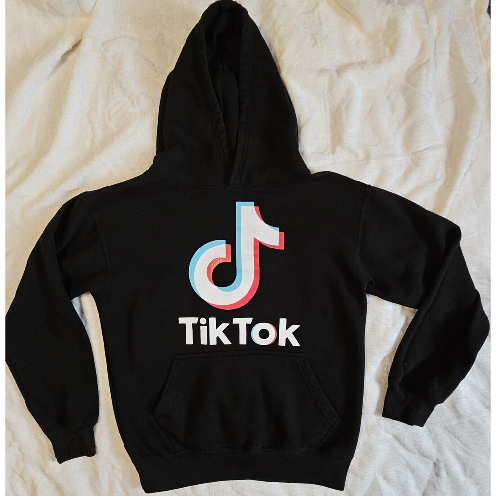 Tic Tok Black Hoodie Pullover Kids Size XL A.M.S. Brand